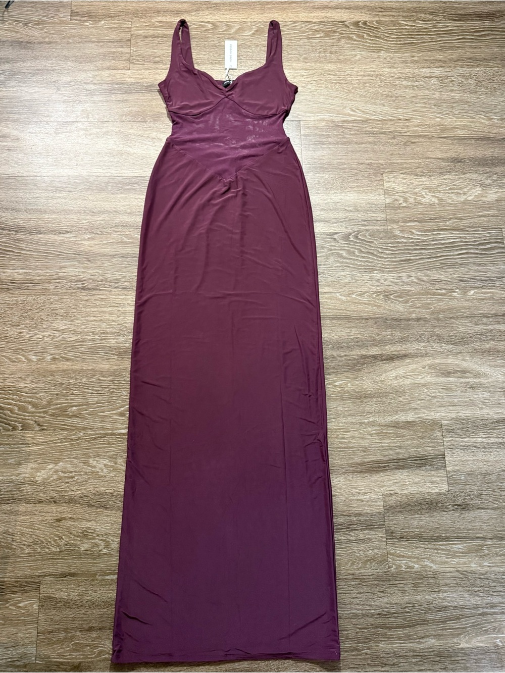 Naked Wardrobe Hourglass Mesh Contrast Dress Dark Plum - Picture 4 of 7